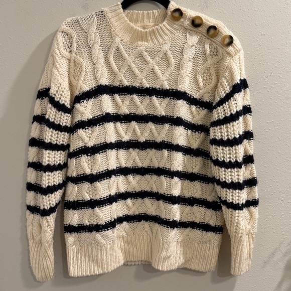 Sezane Sweaters - Sezane Small Cream James Jumper Merino Wool Cable Knit Button Designer Parisian